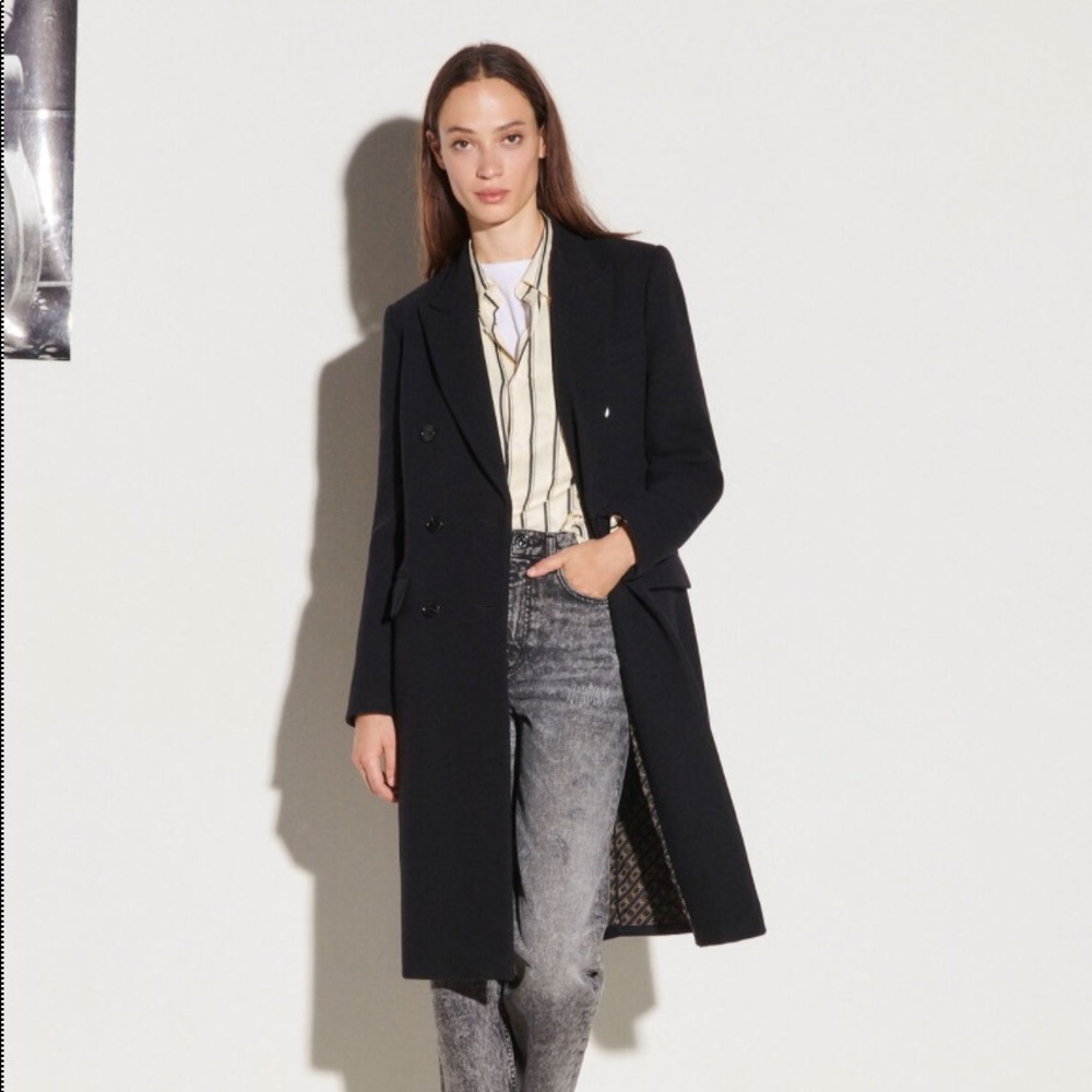 Brand new Sandro double-breasted wool coat